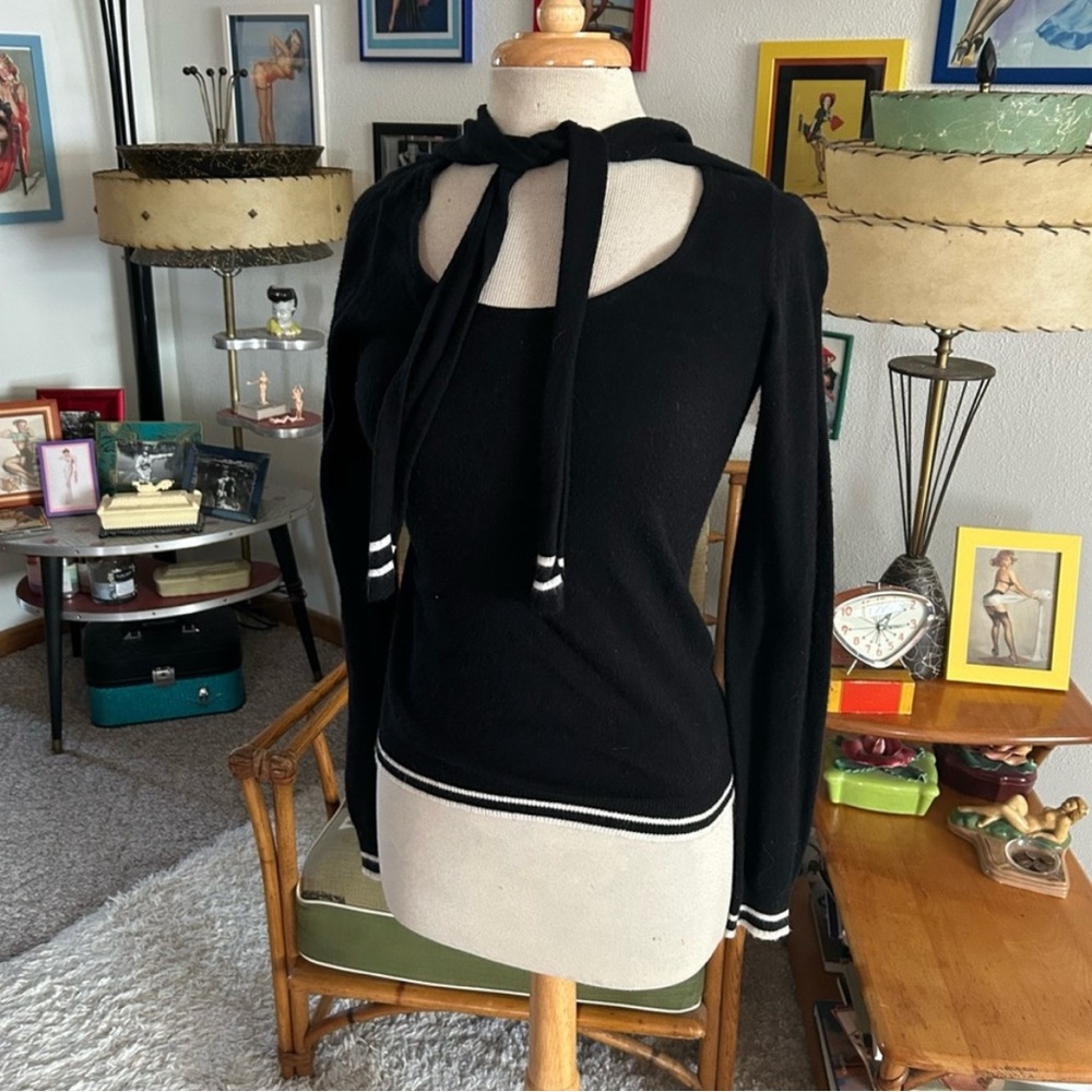 Retro Sweater Sailor Collar Black M L Pinup Rockabilly 1940s 40s style 1930s 30s - Picture 3 of 6